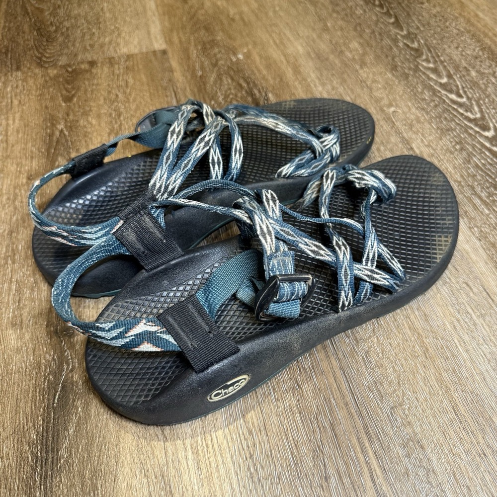 CHACO ZX/2 Vibram Women's Sz 11 Double Strap Toe Loop Black Blue Classic Hiking